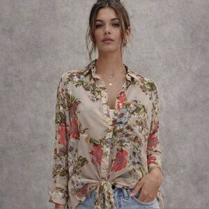 Liberty Love Floral Tie Front Blouse - Size Large